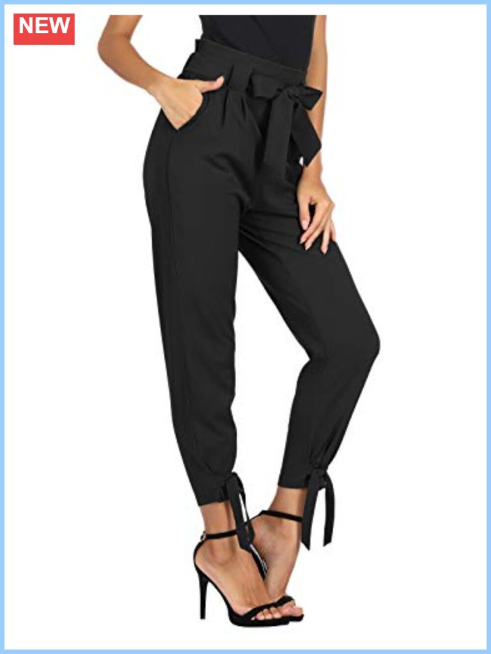 High Waist Pencil Pants with Belt Loops, Pull-On Closure, Ankle Length, Work